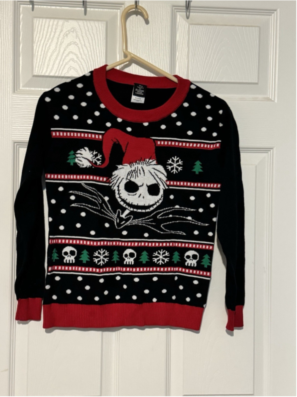Nightmare Before Christmas Sweater Youth 14-16 Black Red Jack Skellington Disney